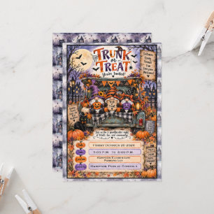 Spooky Halloween Gnomes Trunk or Treat Party  Invitation