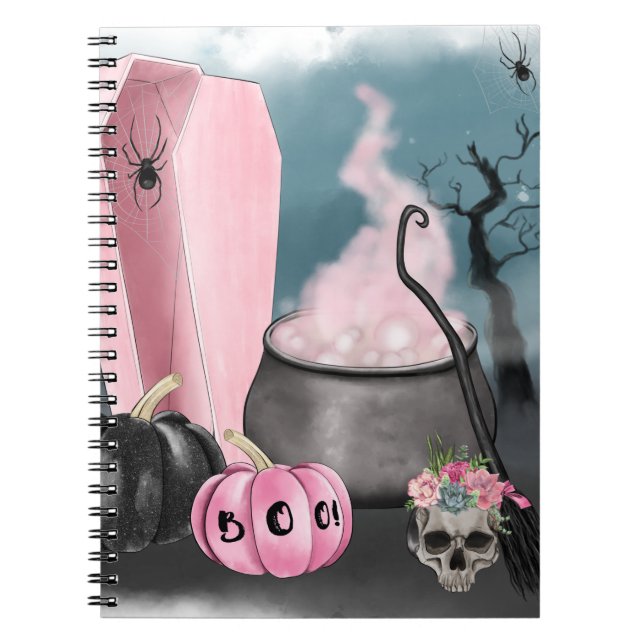 Spooky Halloween Grave Yard and Spider Webs  Plann Notebook (Front)