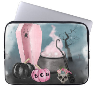 Spooky Halloween Grave Yard and Spider Webs Samsu Laptop Sleeve