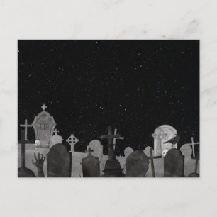 Spooky Halloween Graveyard Background  Holiday Postcard