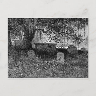Spooky Halloween Graveyard Postcard