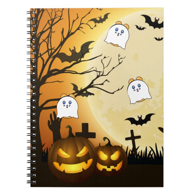 Spooky Halloween Hamster Cartoon Notebook (Front)