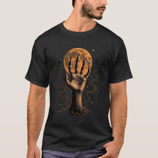 Spooky Halloween Hand Black Orange Vintage Horror  T-Shirt
