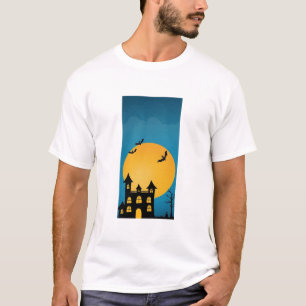 Spooky Halloween Haunted Castle Full Moon Silhouet T-Shirt