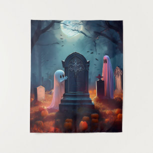 Spooky Halloween Haunted Grave Yard Tapestry