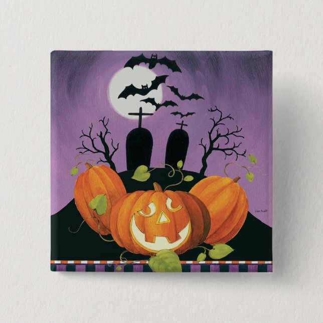 Spooky Halloween Haunted House 15 Cm Square Badge (Front)