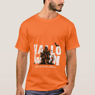 Spooky Halloween Haunted House Creepy Black Orange T-Shirt
