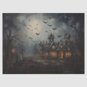 Spooky Halloween Haunted House for Decoupage Tissue Paper