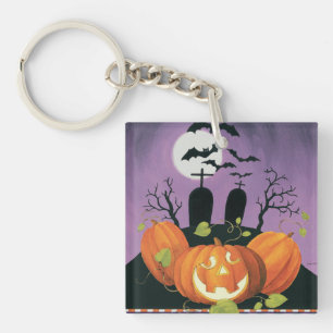 Spooky Halloween Haunted House Key Ring