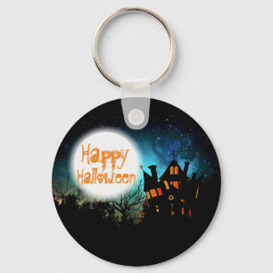 Spooky Halloween Haunted House Key Ring