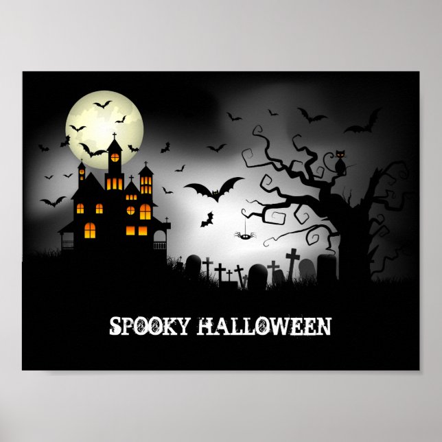 Spooky Halloween haunted house Poster (Front)