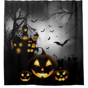 Spooky Halloween Haunted House Shower Curtain