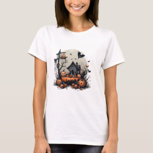 Spooky Halloween Haunted House with Jack-O'-Linter T-Shirt