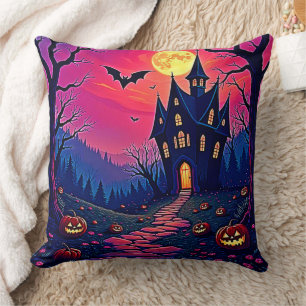 Spooky Halloween Haunted Mansion Art Cushion