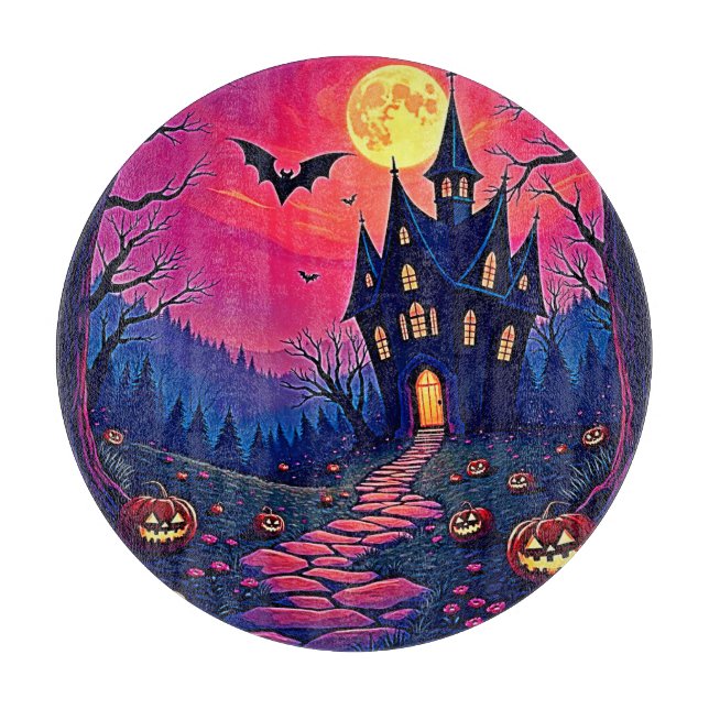 Spooky Halloween Haunted Mansion Art Cutting Board (Front)