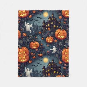 Spooky Halloween Haunted Night Small Fleece Blanke Blanket
