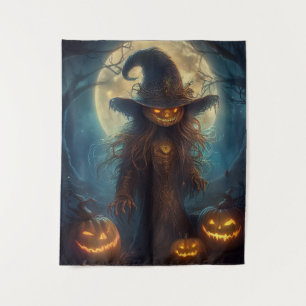 Spooky Halloween Haunted Scare Crow Tapestry