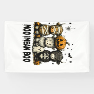 Spooky Halloween Highland Cow Banner