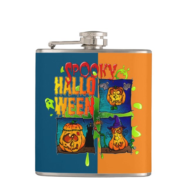 Spooky Halloween Hip Flask (Front)