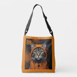 Spooky Halloween horror cat in Disguise Crossbody Bag