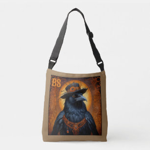 Spooky Halloween horror crow in Disguise Crossbody Bag