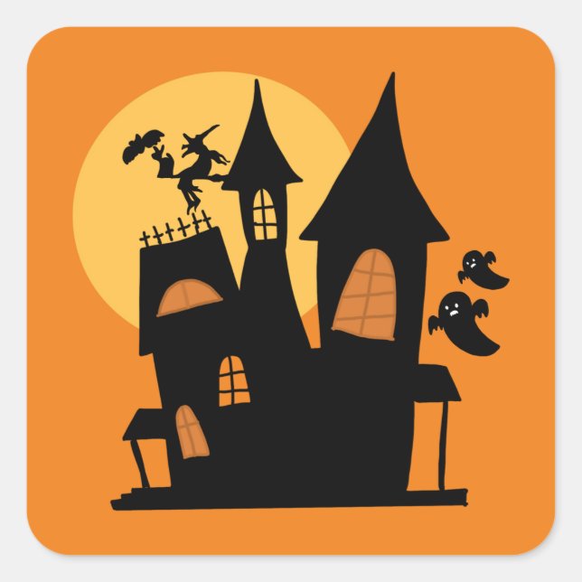 Spooky Halloween house Square Sticker (Front)