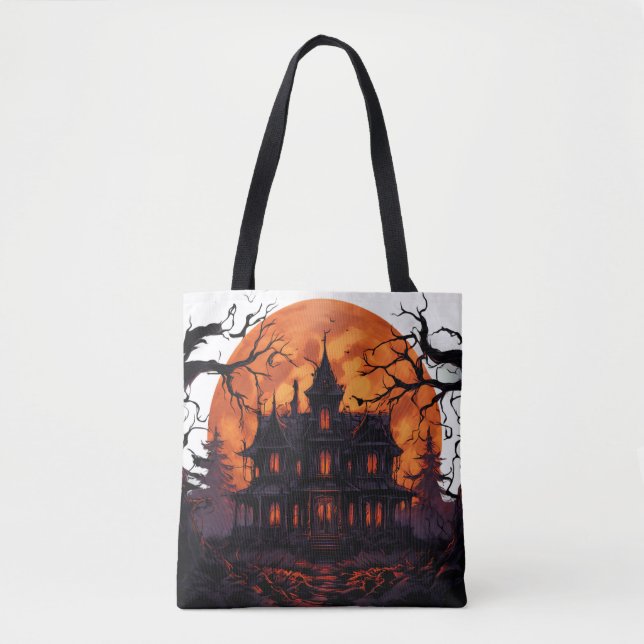 Spooky Halloween House Tote Bag (Front)