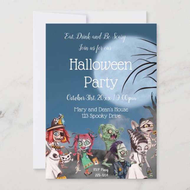 Spooky Halloween Invitation, Trick or Treat Invitation (Front)