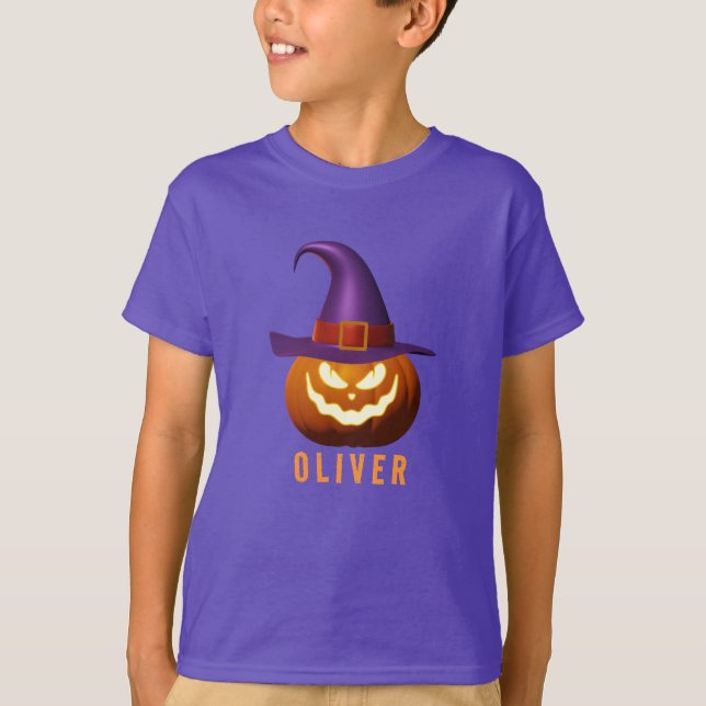 Spooky Halloween Jack O Lantern Name T-Shirt (Front)