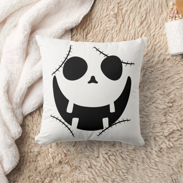 Spooky Halloween jack-o-lantern pumpkin face Cushion (Blanket)