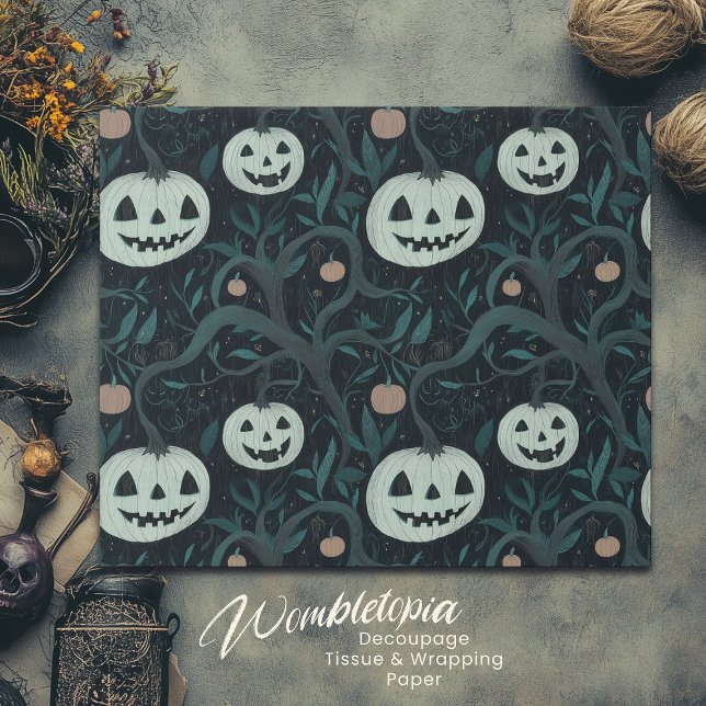 Spooky Halloween Jack-O'-Lanterns in Forest Wrapping Paper (Creator Uploaded)