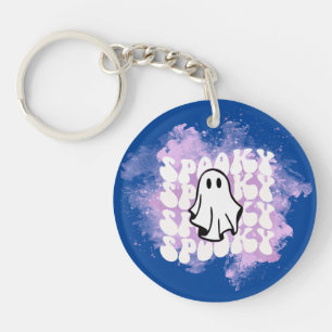 Spooky Halloween Letter Print White Sheet Ghost Key Ring