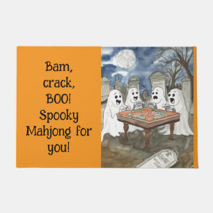 spooky halloween Mah Jong  Doormat