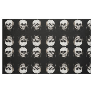 Spooky Halloween Melting Cranium With Bat Imagery Fabric