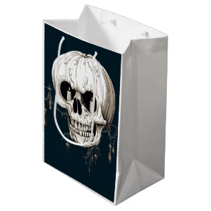 Spooky Halloween Melting Cranium With Bat Imagery Medium Gift Bag