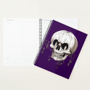 Spooky Halloween Melting Cranium With Bat Imagery  Planner