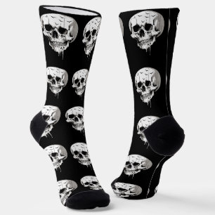 Spooky Halloween Melting Cranium With Bat Imagery Socks