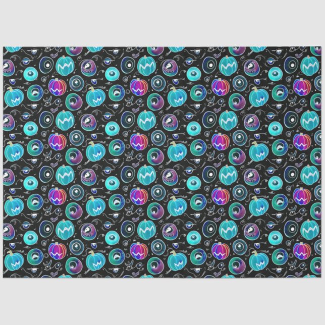 Spooky Halloween Monster Eyeballs Pattern Tissue Paper (Front)