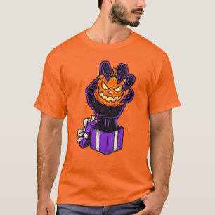 Spooky Halloween Monster Hand Gift Box Graphic Tee