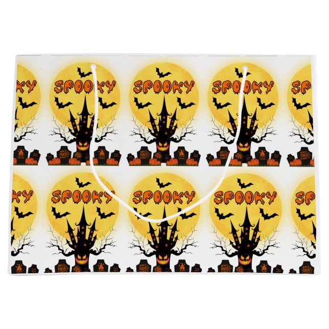 Spooky Halloween Moon Large Gift Bag (Front)