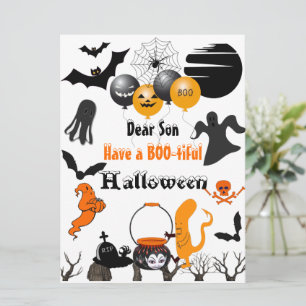 Spooky Halloween Night Boo Parade Full Moon Ghosts Holiday Card