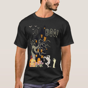 Spooky Halloween Night Haunted Moonlit Design T-Shirt