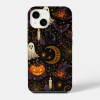 Spooky Halloween Night Pumpkin & Ghost Pattern Art