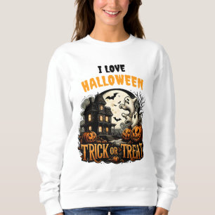 Spooky Halloween night with ghosts and pumpkins Sweatshirt