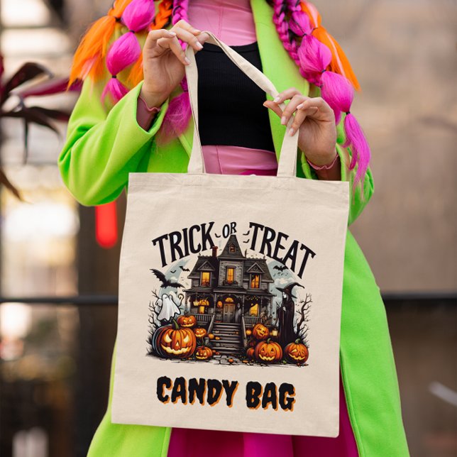 Spooky Halloween night with ghosts and pumpkins Tote Bag (Creator Uploaded)