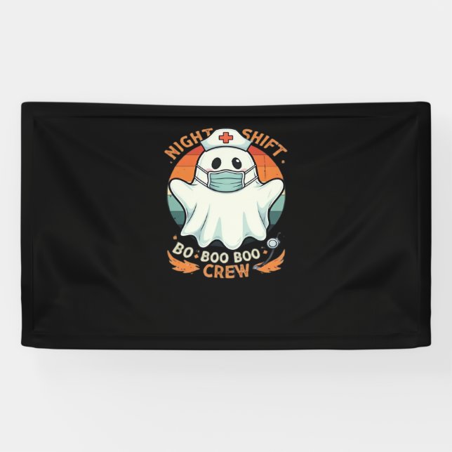 Spooky Halloween Nurse Funny Ghost Costume Boo Boo Banner (Horizontal)