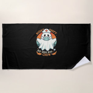 Spooky Halloween Nurse Funny Ghost Costume Boo Boo Beach Towel