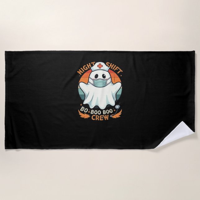 Spooky Halloween Nurse Funny Ghost Costume Boo Boo Beach Towel (Front)