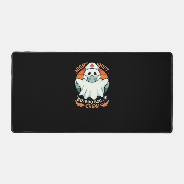 Spooky Halloween Nurse Funny Ghost Costume Boo Boo Desk Mat (Front)