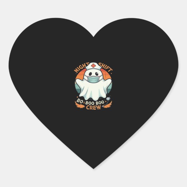 Spooky Halloween Nurse Funny Ghost Costume Boo Boo Heart Sticker (Front)
